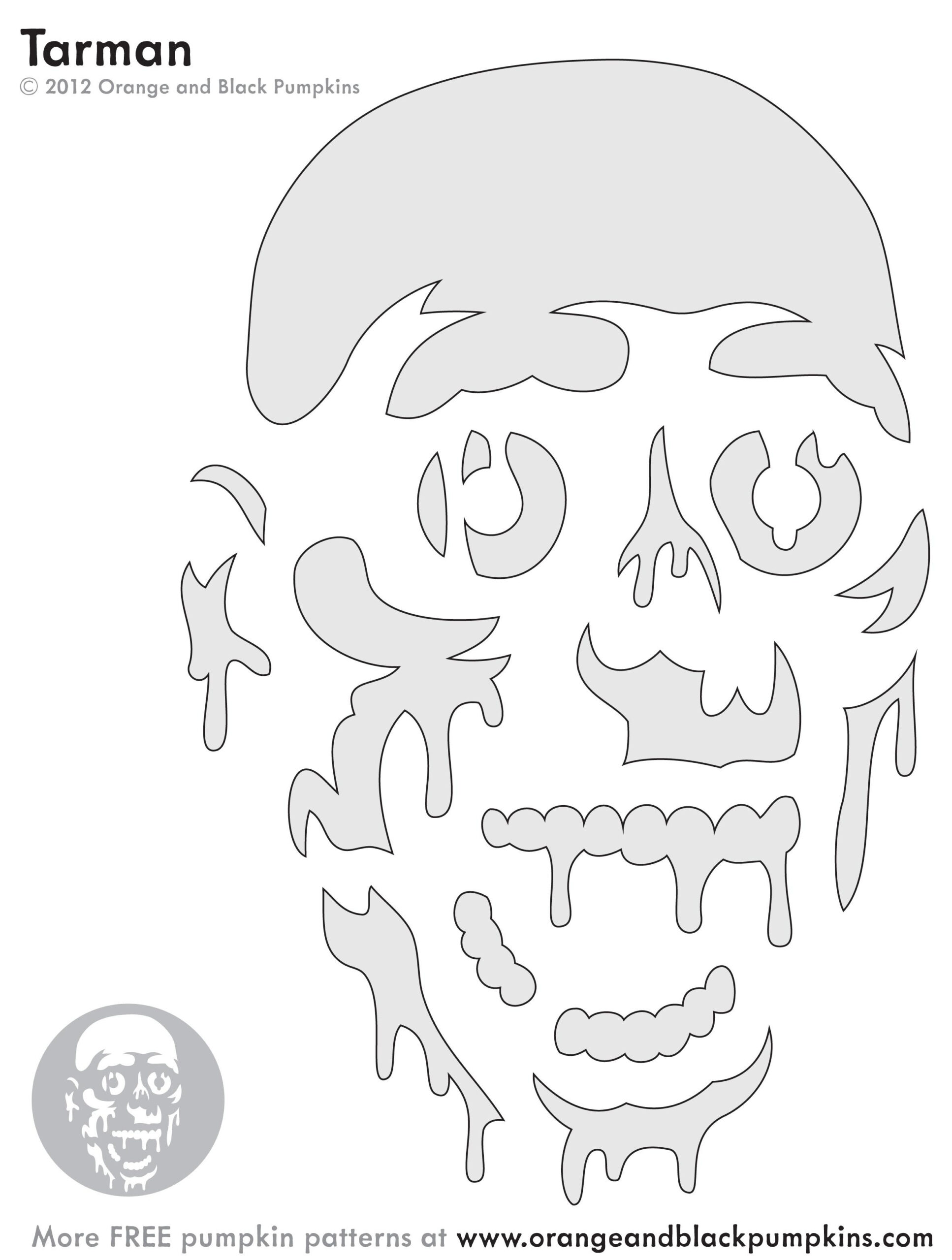 Zombie (Pumpkin Stencil - Pumpkin Pattern - Pumpkin Template in Free Printable Zombie Pumpkin Carving Stencils