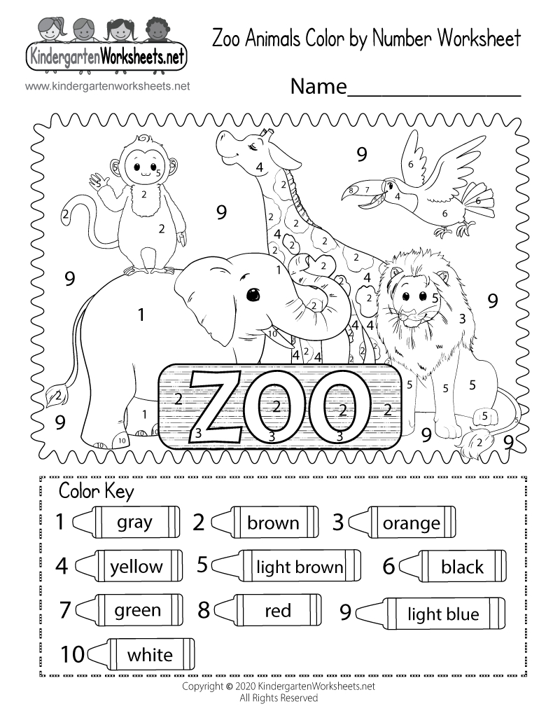 Zoo Animals Colornumber Worksheet - Free Printable, Digital, &amp;amp; Pdf with regard to Free Printable Zoo Worksheets